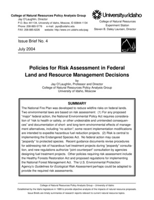 Policy Analysis Group Issue Brief - University of Idaho College of Natural Resources