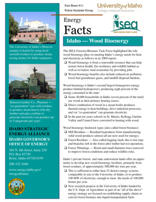 Policy Analysis Group Fact Sheet - University of Idaho College of Natural Resources