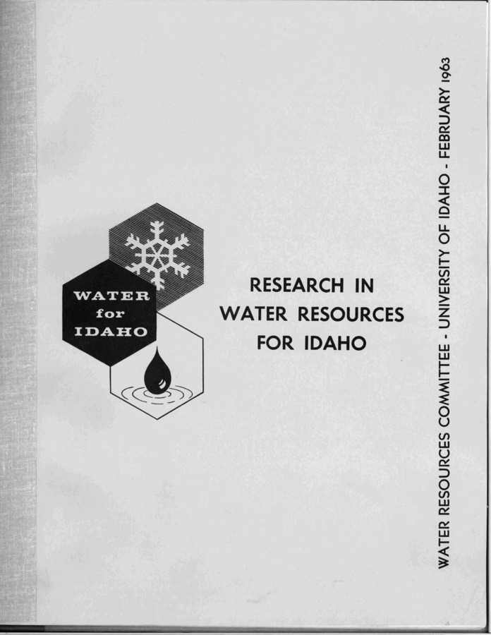 Summary of the goals, priorities and mission of the University of Idaho's Policy and Coordinating Committee on Water Resources and the Water Resources Committee.  Summary of ongoing research.  Lists priority of needs for future work.  Priority I   --A study of ground water reserves and the basic behavior of the movement of ground water within the extensive aquifers of our region.   --A study of the economic, sociological, and legal problems concerned with water use and transfers of water as well as the changing use of water.   Priority 2   --A study of pollution abatement.   --A study of fish propagation and fish migration with relation to the other uses and demands for water, particularly within the State of Idaho.   Priority 3  --A study of land use practices on watersheds related to quantity and timing of waterflows.   --A study of problems in forecasting water supplies and floods for all water uses.   --A study of basic soil and water relations in nature and under irrigation practices.   --A study of the history of the use of water in Idaho, particularly related to irrigated agriculture.