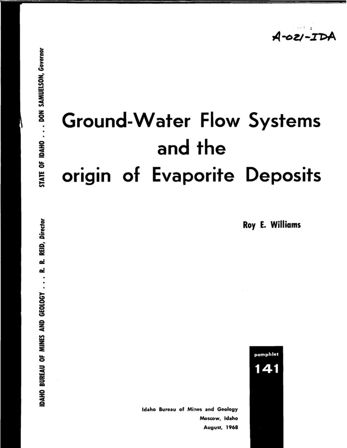 Study of the literature on evaporite mineral deposits suggests a functional realtionship between the origin of these deposits and ground-water flow systems. The theory on which the analysis of ground-water flow systems is based is reviewed in order to establish flow systems as a mechanism by which dissolved solids can be transported to sites of evaporite mineral accumulation. Comparison of observed spatial variations of ground-water quality with pertinent solutions to flow equations under specified boundary conditions reveals that quality of ground water is a function of flow path length, flow path route and flow velocity. Selected references provide evidence that sites of accumulation of non-marine evaporite minerals are discharge zones for poor quality water from regional ground-water flow systems. A study of isotope ratios in oil field brines and standard mean ocean water indicates that water in some deep brines is of local meteoric origin; therefore, the brines are part of a ground-water flow system. Observed distribution of fluid potential in the saline portion of some ground-water flow systems on the Atlantic Coast of the United States reveals that saline ground water discharges toward the ocean floor. Therefore, ground water may also act as a transport medium for dissolved solids which are precipitated, under appropriate conditions, as marine evaporite deposits.