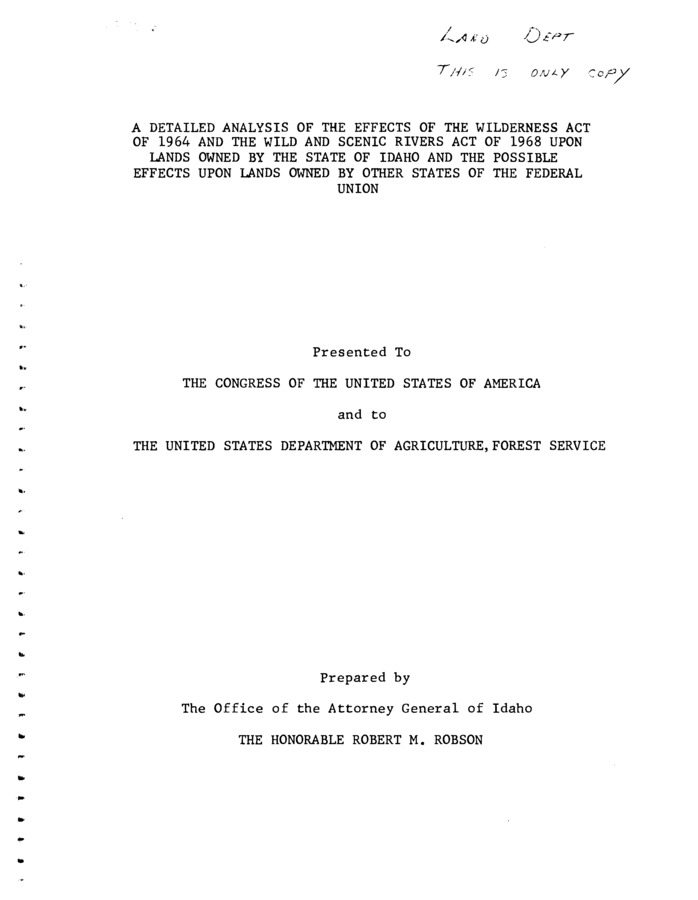 The State of Idaho has encountered and is about to encounter difficulties with the Federal Government in administering the trust of endowment lands granted by Congress for the support of common schools and for the support of other specified institutions, 26 Sta. 215 (1890), as amended. These grants constitute a trust of the highest, most sacred order which require the State of Idaho to act as trustee and administer the lands for the benefit of the designated beneficiaries, United States v. Fenton, 27 F.Supp. 8i6 (D.Ida. 1939). The difficulties have been created by recent Congressional legislation, principally the Wild and Scenic Rivers Act, 82 Stat. 906. Specifically, this act poses a challenge to State ownership of the beds of navigable rivers which was established by the cases of Pollard v. Hagan, 3 How. 212 (1845) and Scott v. Latti , 227 U.S. 229 (1912). Other difficulties involving the use of State land have also arisen because of this legislation.
