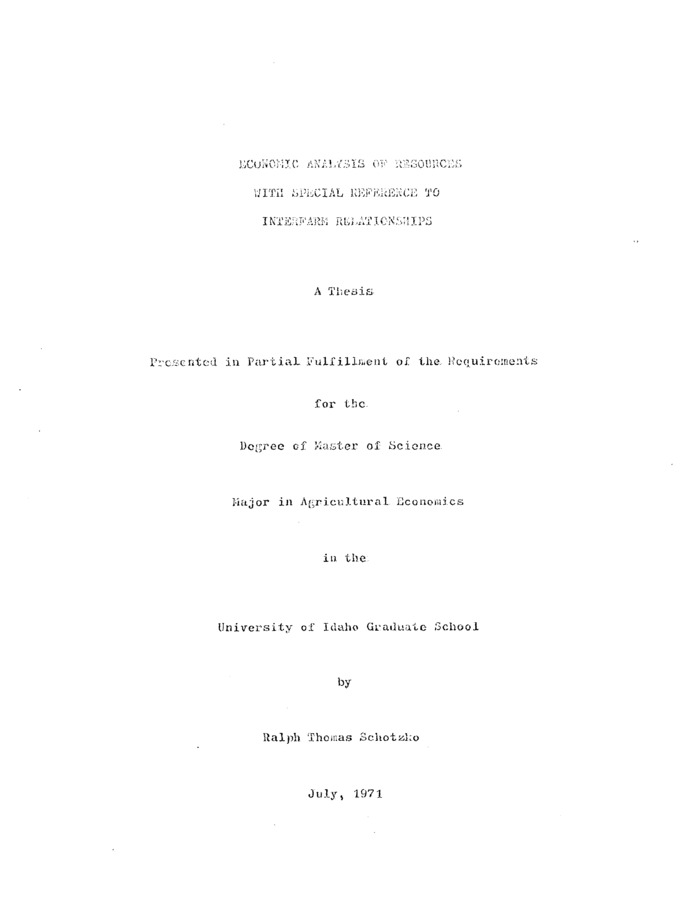 The purpose of this thesis was twofold.  The first of these was the estimation of production functions for agricultural income in Custer and Lemhi Counties.  In this portion of the study emphasis was placed on the marginal value products for the independent variables with added emphasis on the marginal value products for the natural resources used in agriculture.