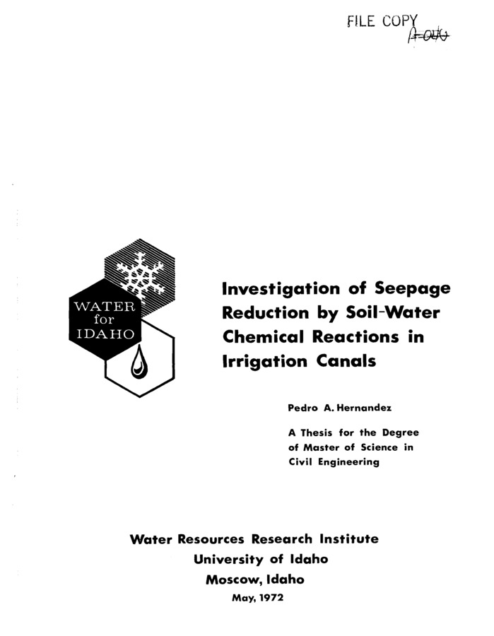 A procedure for estimating potential changes in the hydraulic conductivity of a silt layer in a canal was developed following McNeal's method for predicting the hydraulic conductivity of soils in the presence of mixed-salt solutions. The reason for using this method was to analyze the effect on seepage from the canal. A series of experiments on soil columns was conducted in order to determine the surface sealing effect by fine sediments and metabolic products of micro-organisms activity. Similar tests were conducted using sterile soil and water. A comparison of predicted and measured conductivities was made. Physical dispersion is perhaps the primary factor in causing changes in seepage rate with time. For the case studied, the reduction in conductivity that could be attributed to soil-water chemical reaction is minor in magnitude as is also the effect of microbial action. Silting effect due to settlement of soil particles carried in canal water appears to have only a minor effect on conductivity change also.