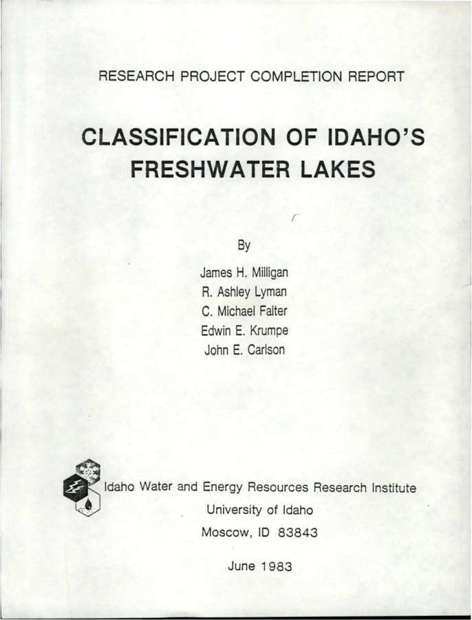 This study had three general goals: (1) To develop a working definition of lake quality or trophic status for Idaho lakes, (2) To develop a procedure for incorporating descriptive data in a lake prioritization scheme for management actions, and (3) To complete a priority ranking for a representative sample of Idaho lakes. The major results of this study are the development of a trophic status classification methodology, the trophic status rankings or classifications of 85 Idaho lakes and reservoirs, the development of a priority classification methodology, and priority rankings or assignments of 85 lakes and reservoirs. The trophic status classification methodology, while based on similar trophic status descriptors described in the literature, is unique in that it considers more lake and watershed variables. Unique features include (1) the wide variety of variables describing water quality/lake features and (2) the analysis of these lake conditions in the context of lake groupings which recognize variations in watershed geomorphology is illustrated in this report by application to 85 lakes and reservoirs representing a wide variety of trophic conditions. [...]