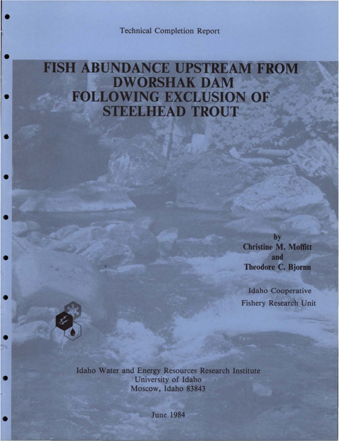 Fish abundance was determined by underwater fish counts in selected locations on twelve tributary streams of the North Fork Clearwater River, Idaho. Fish numbers, species composition and fish density were compared to results from previous studies of the watershed to determine what changes have occurred in the fish populations fifteen years after anadromous fish were excluded from the watershed by the construction of Dworshak Dam. Rainbow trout, Salmo gairdneri, continue to be the most abundant species in most tributaries of the North Fork Clearwater River. Average fish densities have decreased markedly since the elimination of the anadromous forms of rainbow trout (steelhead trout). Historically, large numbers of juvenile steelhead trout utilized the habitat in the tributaries of the North Fork of the Clearwater River, but resident forms of rainbow and cutthroat trout, Salmo clarki, are not fully utilizing this space. Further studies to increase the potential for fish production are suggested, including evaluation of introducing adfluvial or later-maturing stocks of rainbow and cutthroat trout.