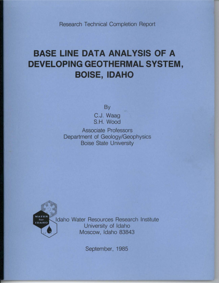 Calculated aquifer transmissivities in the Boise Warm Springs Water District portion of the geothermal system range from the 3500-25,000 gals/day/ft. Withdrawals during the 1985-1985 heating season stabilized drawdown at the pumpbowls, and water levels approached stability in observation wells as distant as 1,675 ft. (507.6 m). In this near steady-state condition, recharge, and water from storage beyond the observation wells provided a maximum Q of 940 gpm. Submitted to U.S. Geological Survey.