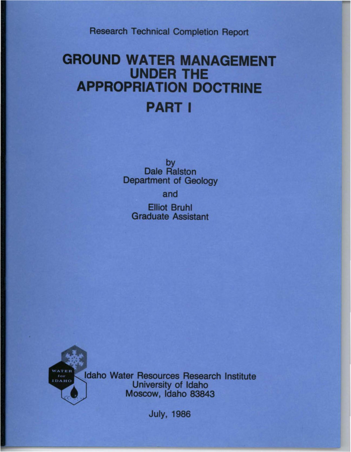 This research project encompasses a staged analysis of ground water-surface water conjunctive management in western states that operate under the appropriation doctrine.  These states include Idaho, Washington, Oregon, Montana, Wyoming, Utah, Nevada, Arizona, Colorado, and New Mexico. This report presents a brief summary of the results gained in the first year of effort on this research project. Research has included analyzing management tools and management practices for ground water resource development in Idaho, Montana, Washington, and Oregon. Work has focused on the management alternatives presented in the legal codes of the various states, the ways in which the management guidelines have applied in the areas of ground water development, and identification of attitudes toward ground water management within the state water management agencies. Continued research will focus on comparison of historic management activities in these and other western states for areas that are hydrogeologically similar.