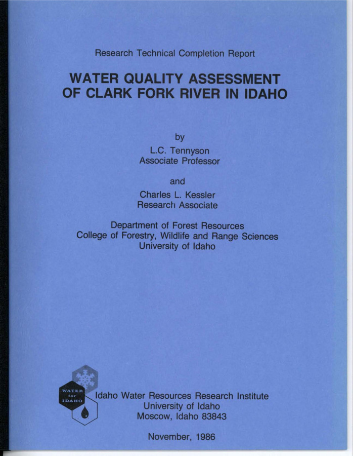 The water quality of the Clark Fork River at Clark Fork, Idaho, was monitored from June 1984 to May 1985. The following water quality parameters were measured: dissolved oxygen, biochemical oxygen demand, suspended solids, volatile suspended solids, alkalinity, ortho-phosphorus, nitrate-nitrogen, color, and hydrogen ion activity (pH). These data were combined with Environmental Protection Agency Water Quality trend data (1968-1984) for the same sampling station to determine the general water quality status of the Clark Fork River prior to its confluence with Lake Pend Oreille. The data from this study and EPA indicate point and non-point source loading of pollutants is occurring.