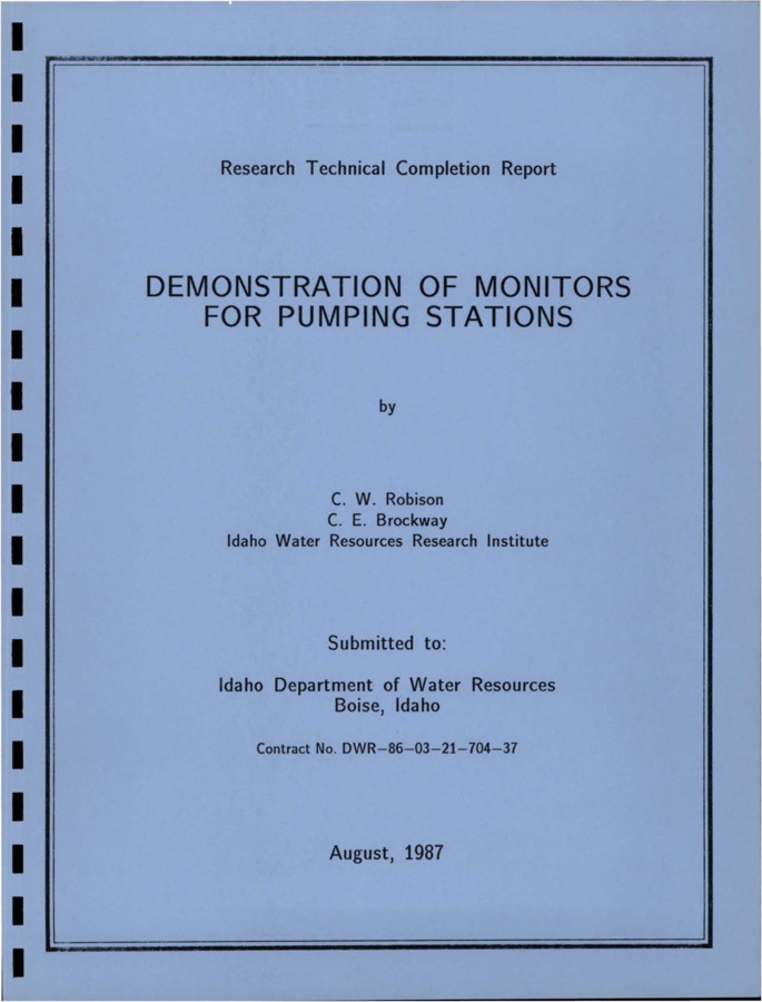 Three pump station monitors, two developed by the University of Idaho and the Agricultural Research Service and one developed by Utah State University, were demonstrated on southern Idaho pumping stations in 1986. Discharge, pumping and lift measurements, power usage and efficiency can be displayed at any time and recorded at predetermined intervals. The UI/ARS monitoring units are solid state utilizing off-the-shelf components and cost generally under $2,000, whereas the USU unit cost about $6,000. Two demonstrations involving over 50 users, agency officials and media personnel were conducted. Pumping station monitors allow users to evaluate diversion and distribution system performance and determine potential change in operation and/or hardware to increase efficiency and reduce power costs. Estimated energy cost savings of $0.50 to $2.00 per acre could be achieved on a typical irrigation pumping system with only a one percent increase in overall pumping efficiency.