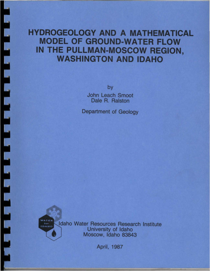Increasing pumpage rates and declining ground-water levels in the Columbia River Basalts of the Pullman-Moscow area of Washington and Idaho indicate a need for ground-water management. A three-dimensional numerical computer model of ground-water flow is constructed to guide this management. Basalt aquifer thicknesses of 0 to 3,500 feet are determined by a magnetotelluric geophysical survey in support of the study. The model incorporates a Grande Ronde Basalt layer, a Wanapum Basalt layer, and an overlying surficial loess layer. A recharge rate of 139 cubic feet per second to the upper layer of the ground-water flow model is calculated using a recharge model developed by the U.S. Geological Survey. Ground-water discharge is modeled as stream inflow and seepage where a layer is incised by a river. Cross-sectional models distributed across the domain of the three-dimensional model along flow lines provide an efficient means of obtaining hydraulic coefficient input for the three-dimensional model. The three-dimensional model is calibrated using the time-average method and evaluated through a history match procedure. The model incorporates numerous assumptions and simplifications; model predictions therefore are indicative only of general trends for the future. The model suggests that it is possible for ground-water levels to stabilize if ground-water pumpage stabilizes at a constant level. Ground-water level declines will continue into the foreseeable future as long as ground-water pumpage continues to increase.