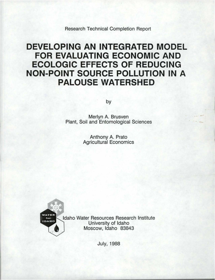A linear programming model and the AGNPS model were used to determine those resource management systems that maximized total net farm income and reduced total erosion and nonpoint source pollution in Idaho's Tom Beall Watershed.  Erosion decreased and water quality improved significantly with the optimal resource management systems.