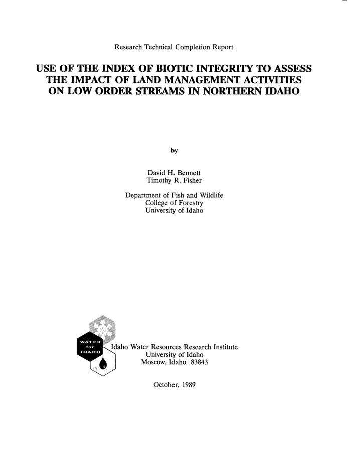 We adapted the Index of Biotic Integrity (IBI) to the faunal characteristics of northern Idaho headwater streams. Stream biota was sampled from June 1987 through September 1987. The original Index of Biotic Integrity, as developed for midwestern U.S. streams, was unsuitable for use in northern Idaho. Only four of the 12 metrics included in the original IBI reflected changes in the biotic integrity of northern Idaho streams. The original IBI, although significantly correlated with measures of stream quality, was too insensitive and classified lower quality streams as being in ''good to excellent'' health. We modified the original IBI to contain eight metrics to reflect the health of the fish, amphibian, and aquatic macroinvertebrate communities. Also, expectation criteria of three metrics were adjusted for relative stream size. Our modified IBI seems to adequately assess the health of northern Idaho headwater streams. The modified IBI detected changes in stream health, as index scores were significantly correlated with road density and percent harvest of the drainages. Also, the modified IBI was more highly correlated with measures of impact and less significantly with the measures of stream size than Shannon diversity of fishes by biomass or numbers, the Index of Well Being, and Brillouin diversity of both fishes and aquatic macroinvertebrates. The modified Index of Biotic Integrity offers managers a technique to evaluate stream health with limited vertebrate and invertebrate sampling. Because the index was developed from data collected in northern Idaho streams with generally nonerosive rock types, we do not know how well this index would classify stream health in other regions of Idaho or other streams in the Pacific Northwest.