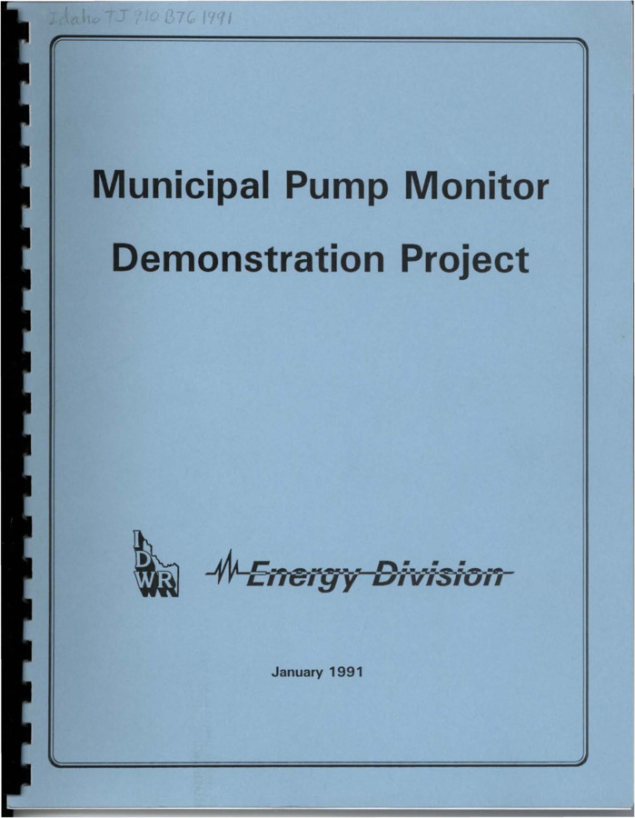 This report covers the demonstration of electronic pump efficiency monitoring demonstrated on two municipal water supply wells in Idaho. One of the wells monitored was a variable speed pump and the other was a fixed speed pump. Both of the monitoring systems were operated for a five month period during the summer and fall of 1989. The efficiency data collected showed that the fixed speed pump was operated at an average energy efficiency of 65 percent. The energy efficiency of the variable speed pump ranged from 9 to 65 percent. The variable speed pump was operated by the municipal water department to maintain a constant pressure in the water supply system. The wire to water energy efficiency of the pump was closely related to pump speed and consequently the discharge rate. The efficiency monitors demonstrated were constructed from readily available components, and can be assembled by local electronic hobbyists. The system consists of HP41CX programmable calculator, CMT-200 HP/IL interface, a signal conditioning unit an various sensors. In addition to energy efficiency, the system tracks discharge, pressure, water level, input energy, pump speed and production costs.
