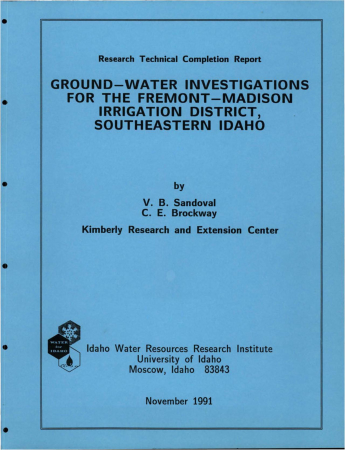 This investigation is part of a study of the operation of the Fremont-Madison Irrigation District in southeastern Idaho. The scope of work includes five particular tasks, each addressing concerns of the canal company and individual members of Fremont-Madison Irrigation District. The report includes a general description of aquifer systems followed by the purpose of study, procedure of analysis, and conclusions and recommendations for each particular task. The specific tasks are to assess: (1) effects of U.S. Bureau of Reclamation (USBR) ground-water exchange wells operation; (2) effects of privately owned ground-water exchange wells operation; (3) effects of changes in water management on the Egin Bench; (4) effects of ground-water pumping on the Rexburg Bench; (5) effects of changes in irrigation practices and land use in the Teton Basin. The project a