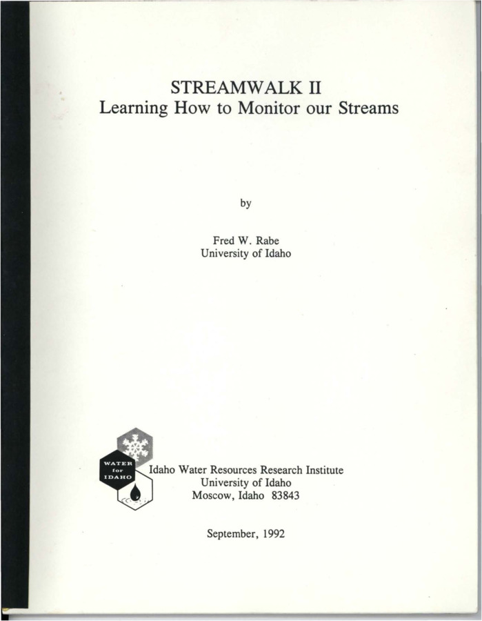 This manual grew out of the "Streamwalk" program initiated by EPA Region 10 and the Idaho Water Resources Research Institute at the University of Idaho who offered support and assistance for this project. "Streamwalk" was developed as a screening tool to identify potential problem areas and provide a standardized data collection method so regional and trend comparisons can be made. It also encourages citizen commitment to protecting streams and educates people about the relationship between streams and watersheds. "Streamwalk II" is an experimental monitoring program dealing with some of the same objectives as "Streamwalk" except that it is more rigorous and demanding of the participants. My approach to monitoring is to observe the macroinvertebrate community together with selected physical and chemical conditions in and impacted stream and compare these results with those from a reference or relatively unimpacted site using standard methods that can be repeated over time. The program requires a commitment of from three to seven days in learning about the procedures performed together with going out in the field, collecting data, and late analyzing it. The three modules studied consist of Habitat Assessment, Chemical Analysis, and Biomonitoring. In the biomonitoring program most time is spent on the macroinvertebrate community in the stream and how these organisms provide indices of the relative health of the waterway. A semiquantitative approach in collecting these organisms from a number of habitats is utilized. in learning how to monitor a stream, the participant develops skills in observation, data collection, and analysis and becomes more knowledgeable about ecological principles. Also when citizens monitor a stream, useful data becomes available to the community and may be utilized by agency personnel especially if quality control is built into the program.
