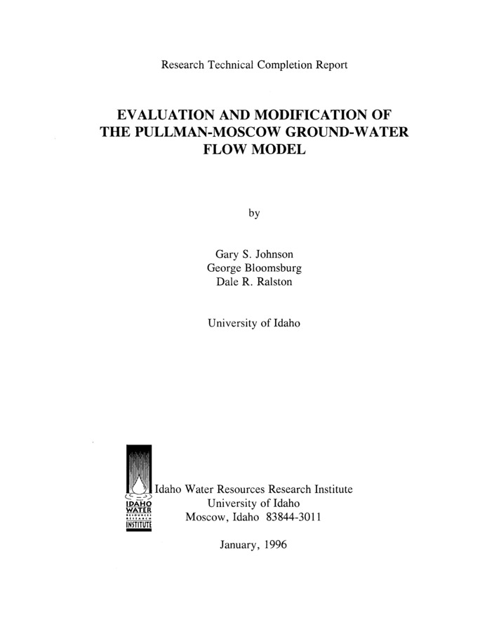 This work is a continuation and expansion of the numerical model described in Lum et al. (1990). A ground-water flow model was cooperatively developed by the U.S. Geological Survey and the University of Idaho in the 1980's to predict the impact of future ground-water withdrawals on aquifer water levels in the Pullman-Moscow area. This three-dimensional model was transferred from the University of Idaho mainframe computer to personal computer compatible files. These original file are retained for time-averaged, history-match and predictive simulations. The Pullman-Moscow ground-water flow model includes several assumptions which are difficult to support with the current level of information. Probably the greatest concern is the uncertainty of recharge and discharge to the deepest model layer in the Grand Ronde basalt. Most recharge to and discharge from this layer can not be directly measured. Evidence suggests, however, that discharge along the Snake River canyon has been overestimated. Over-estimation of this discharge would have adversely affected model calibration. A five-layer revision of the model was developed that subdivided the aquifer in the Grande Ronde basalt into three layers. The revised model was not re-calibrated due to inadequate information on aquifer water levels and characteristics.