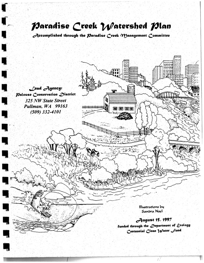 This plan is presented in three parts. In the first part, the watershed is characterized according to biological and physical environments and cultural characteristics. These characterizations are followed by a summary of water quality assessments conducted in the watershed to date. Part II describes the processes which led to this plan and the goals, objectives and recommendations developed by the Paradise Creek Management Committee. Part III presents the activities which make up the Paradise Creek Watershed Water Quality Management Plan.