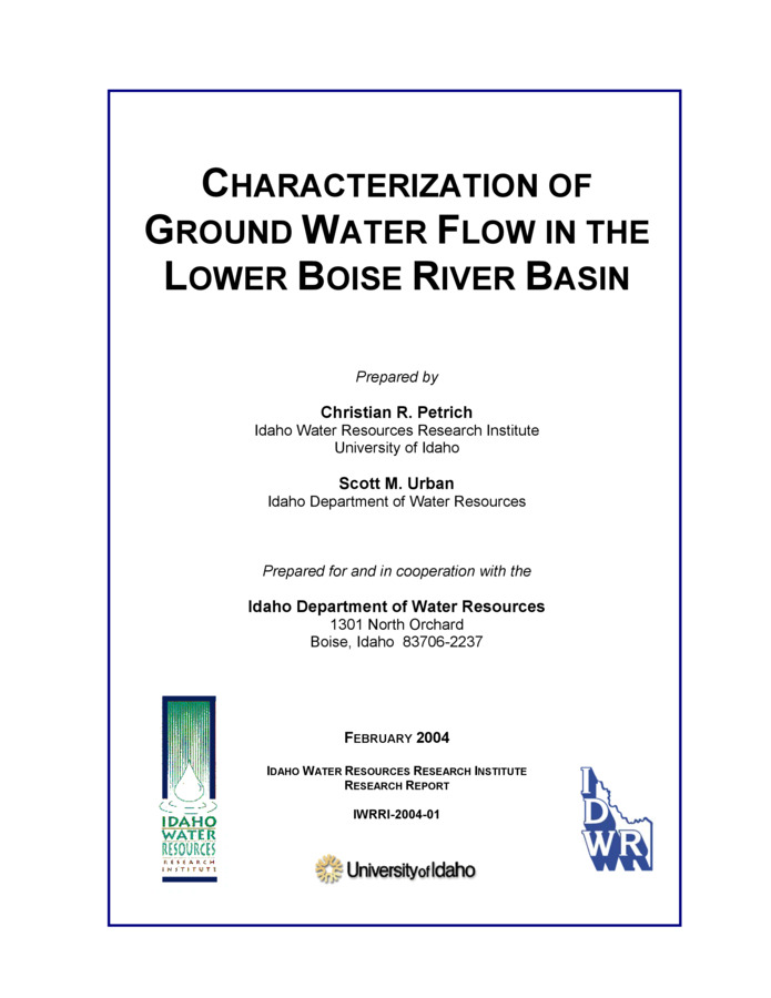 The Treasure Valley Hydrologic Project (TVHP) was a multi-year study to develop a better understanding of ground water resources in the lower Boise River basin (Treasure Valley) of southwestern Idaho. This report presents, as part of the TVHP, a summary of hydrologic  conditions in the Treasure Valley aquifer system. The report describes (1) Treasure Valley aquifer characteristics, (2) multi-level ground water monitoring wells installed as part of the TVHP, (3) results from water level measurements, and (5) aquifer inflows and outflows. The report concludes with a description of ground water flow in Treasure Valley aquifers. This  conceptual model of ground water flow forms the basis for a series of numerical simulations (Petrich, 2004a; Petrich, 2004b) conducted as part of the TVHP.