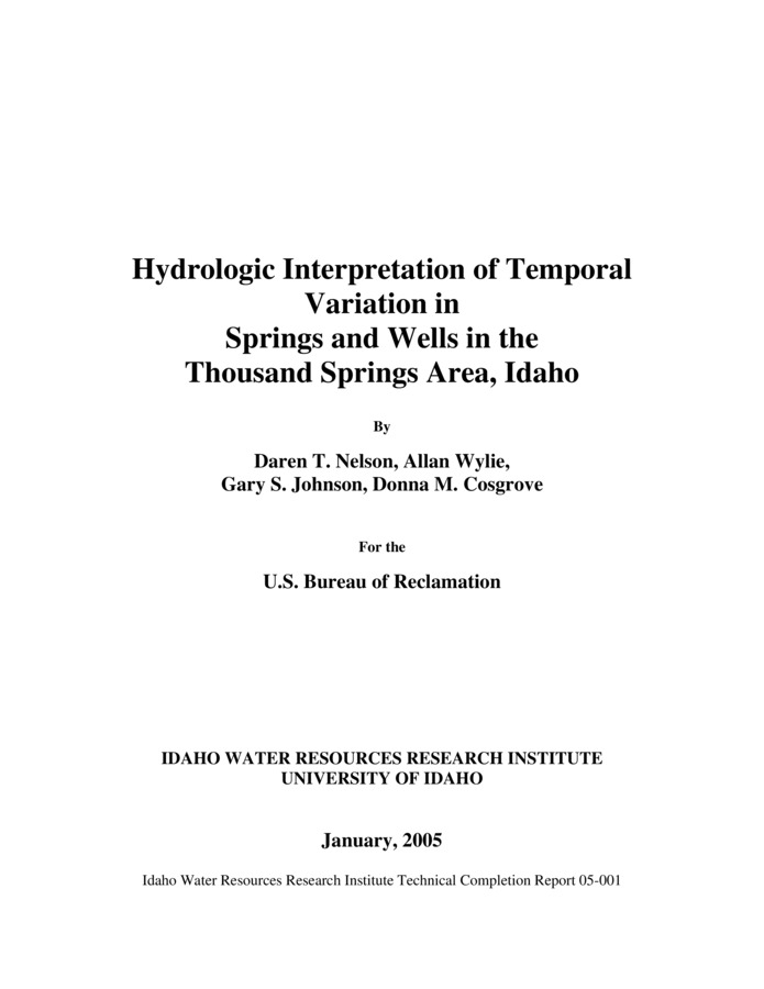 An understanding of the relationship of spring discharge to aquifer water level is fundamental to modeling and managing the Eastern Snake River Plain Aquifer. Previous work has suggested that these relationships appear nearly linear but frequently are inconsistent with field observations of spring elevation. The purpose of this report is to document recently collected spring discharge and nearby aquifer water-level data and further evaluate the relationship between these measurements.  Spring discharge is compared to aquifer water levels for 14 spring-well pairs. In most cases, the relationship between the spring discharge and well water level is approximately linear within the limited data range. In a few cases, either spring discharge or well water level exhibits atypical behavior and the linearity is diminished. This may be due to local recharge and discharge activities near either the spring or well. Extrapolation of the relationships consistently indicates that spring elevation should be higher than that observed in the field (the x-axis intercept). This implies that a non-linear relationship may exist below the data range observed, or that systematic errors were encountered in measurement of spring discharge or aquifer water level. Non-linearity at lower spring discharges could be due to unconfined aquifer conditions or other unknown phenomena.