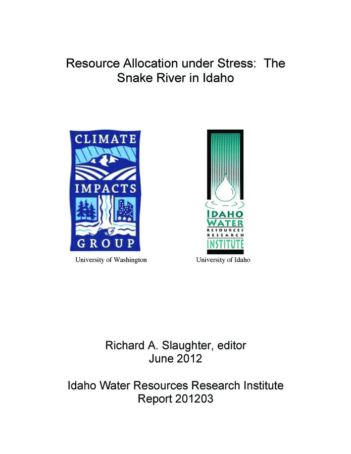 The debate over management of and adaptation to climate change tends to focus on expert regulation vs. private exploitation.  A third path is available:  an institutional set in which preferred behaviors are automatically encouraged by shared resource ownership.  In water, for example, users can be joint owners of a resource rather than customers of a utility or subject to a regulatory agency.  User behavior differs markedly between the two situations.  This book is a study of the Snake River as an example of informal, multi-faceted governance under conditions of growth, climate variability, and changing social preferences. The participants in the story include surface and groundwater irrigators, the State of Idaho, the Idaho legislature, federal agencies, Congress, the President of the United States, the judicial system, and native tribes. While many of the entities involved are governmental agencies, they do not possess formal regulatory authority over use of the River or allocation of its water. They are more like participants in a multifaceted social contract, in which each has claims but none is in a controlling position, and are caught up in an ongoing dance over allocation and use. In this dance, the judicial system acts as an outside constraint and motivator, but because of its own inefficiencies not as a determining player in the outcome.  The implications of climate change for water resources raise the question of how well water institutions in the Western United States might be expected to adapt to changed volume or timing of water flows. Particularly in basins where snowpack provides substantial storage, late season flows will be significantly reduced and underground recharge from slowly melting snow will also be reduced. Within that context, it would be helpful to develop an understanding of what institutional structures are conducive to adaptation, and to what extent new or changed institutions might be required or expected to emerge. This study examines these questions in the context of the Snake River in southern Idaho. The Snake provides a useful case study for several reasons: it lies almost entirely within a single state, Idaho, and thus within a single water law jurisdiction; it is coupled with an extensive aquifer, providing complexities of hydrologic and legal interaction that make it a complete case; and the water law underlying Snake River water allocation is based in the prior appropriation doctrine, providing a test of whether that doctrine continues to be useful.  A Snake River study has another value as well. The Snake history encompasses a major shift of public-policy preference from development of the West (19th and early 20th centuries) to protecting environmental values from development pressure (late 20th century). During the period of development priority, public policy explored several public and private models to realize the scale economies required for irrigation and hydropower. Simultaneously, institutional innovations were required to deal with climate variability, primarily in the form of drought. Finally, as the river became fully appropriated and public preferences changed in the late 20th century, institutions had to deal with changes in use and resource scarcity in the context of a growing population and changing economy.  The contents cover evolution of the system and governance; policy tools developed by the University of Idaho and the Idaho Department of Water Resources to assist management of water rights; special problems posed by conjunctive use of ground and surface water; and case studies in the ongoing institutional development to accommodate change.