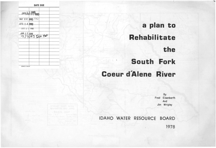 The purpose of this plan is to identify, evaluate, and analyze the resource management problems that exist in the South Fork of the Coeur d'Alene River area of Idaho and to develop a ""five-year plan-of-action"" leading to the rehabilitation and restoration of the area to a more stable state.