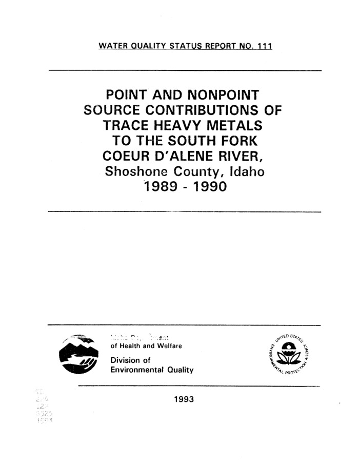 This study was designed and implemented in an effort to determine the appropriateness of the 304 (I) listing of South Fork Coeur d'Alene River segment PB-130S. Section 304 (I) of the Water Quality Act of 1987 requires each state to list all stream segments that receive point source discharges of toxic pollutants and do not support appropriate beneficial uses even after effluent limitations are in place. In 1989 the U.S. Environmental Protection Agency (EPA) provided funding to the Idaho Division of Environmental Quality to assess the water quality and biotic integrity of the South Fork near Mullan, Idaho in Shoshone County. Water quality information was collected during the 1990 water year. The water chemistry and biological data were used to determine the support status of the beneficial uses and the relevance of the segment boundary listed in Idaho Water Quality Standards. Specific objectives of this study include the following: 1) determine point source and nonpoint source heavy metals contributions to the South Fork above the Morning District bridge near Mullan, Idaho; 2) determine the effect of heavy metals on aquatic life uses in the study reach; and 3) determine the relevance of the stream segment boundary between stream segments PB-130s and PB-140s. Metals loading to the South Fork above Mullan, Idaho was modest compared to other reaches within the drainage, as estimated by the 1989-1990 data. Nonpoint source additions were the primary source of heavy metals to the river above Mullan. Between 1989 and 1990 treated waste water from Hecla's Lucky Friday mining operation generally contributed less than 3.0 % of the cadmium, copper and zinc load in the river. Lead contribution to the river from Hecla discharges were generally less than 9%, although low flow total lead contribution from pond 001 was estimated at 42% of the load at the lowest river station. Fish and benthic macroinvertebrate communities were assessed at all the river stations in the study area. Macroinvertebrate data analysis does not conclusively indicate impairment of the use at the sampling stations from point source additions. Fisheries data was insufficient to determine the effect of point source metals discharges on fish communities at the sampling sites. Due to equipment failures, proper fish collection procedures were not followed therefore, comparisons of population estimates between each sample station were unavailable. However, qualitative analysis of fisheries information do not suggest substantial differences in beneficial use support status throughout the study reach. Impairment of beneficial uses and/or water chemistry of a waterbody attributed to point source pollution discharges, should be demonstrated in order to warrant 304 (I) listing. The data do not support the 304 (I) listing of segment PB-130s since impairment of cold water biota is not apparent. In addition, water quality data indicate point source contributions of metals to the river in PB-130s are minor compared to nonpoint sources. Toxicological effects of metals on aquatic organisms (if any) in segment PB-130s cannot be attributed to point source additions within the scope of the current study design. The information generated in this study was also used to evaluate the appropriateness of the segment boundary location between segments PB-140S and PB-130s. The designated beneficial uses of segment PB-140s (lowermost) differ from the range of uses designated for segment PB-130S. The existence of such a boundary implies beneficial uses change and therefor water quality management changes at a given boundary. However, the observed appropriate beneficial uses do not change throughout the length of the study reach. The beneficial use of cold water biota and salmonid spawning are existing and attainable everywhere in the study reach. These data do not support placement of a segment boundary anywhere within the current study site. Reliable toxics criteria for cold water biota in the study site apparently are not available. This study documents exceedance of current chronic lead and zinc criteria without any observed effect, attributable to elevated metals concentration, on aquatic biota. This issue can be resolved through development of site specific criteria applicable to waters in the study area. Accurate site specific criteria should subsequently be applied to effluent limitations in order to protect aquatic life uses in the river.