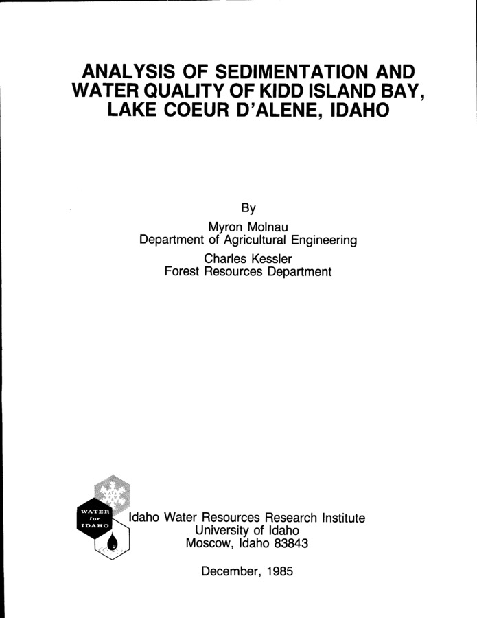 This project was begun with the objective of identifying sediment sources, determining the amount of sediment from each, and measuring the quality of the water in the bay. Because of the very low runoff, measurement of runoff and sediment was inconclusive. Therefore, the sediment-runoff relations had to be determined by using standard accepted methods of computation. The results of various measurements and computations are given in the sections that follow.