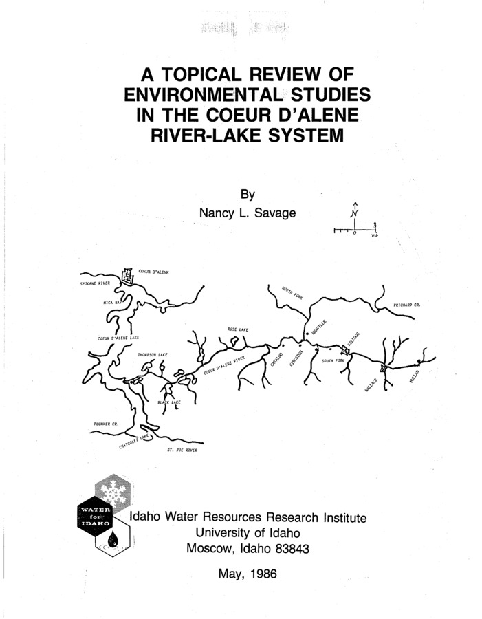 This is a topical review of various reports on environmental studies in the Coeur d'Alene river-lake system including reports on meterology, geology, soils, ground water, surface water, aquatic ecology, terrestrial biota, recreation, human health, mine waste, and reclamation/rehabilitation/revegatation. References are arranged chronologically under each topic area beginning with the most recent publications. For the most part, only recent and readily available publications have been annotated. Theses and other papers abstracted in Wai et al. (1985) are not described further here. The reader is referred to that publication for complete abstracts. The date, first author, and title only are listed in the topical bibliographies; the complete reference can be found in the alphabetical bibliography at the end of this report. Some topics are treated in more detail than others. Where environmental studies are extensive, existing problems, recent studies and research needs are detailed. In some cases recent data are presented. Other topic areas are commented on only.
