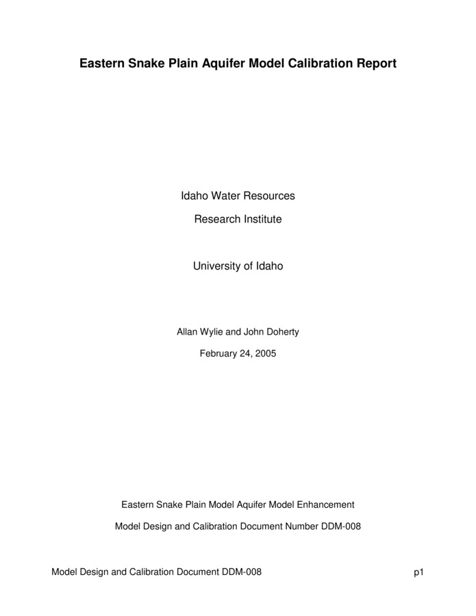 Design documents are a series of technical papers addressing specific design topics on the eastern Snake River Plain Aquifer Model upgrade. Each design document will contain the following information: topic of the design document, how that topic fits into the whole project, which design alternatives were considered and which design alternative is proposed. In draft form, design documents are used to present proposed designs to reviewers. Reviewers are encouraged to submit suggested alternatives and comments to the design document. Reviewers include all members of the Eastern Snake Hydrologic Modeling (ESHM) Committee as well as selected experts outside of the committee. The design document author will consider all suggestions from reviewers, update the draft design document, and submit the design document to the SRPAM Model Upgrade Program Manager. The Program Manager will make a final decision regarding the technical design of the described component. The author will modify the design document and publish the document in its final form in .pdf format on the SRPAM Model Upgrade web site. Final model documentation will include all of the design documents, edited to ensure that the "as-built" condition is appropriately represented. The Eastern Snake Plain aquifer consists of a series of basalt flows with interlayered pyroclastic and sedimentary material. It extends across southern Idaho in a swath about 170 mi long and 60 mi wide. The Eastern Snake Plain aquifer encompasses the broad depression extending from King Hill in the southwest to Ashton in the northeast. Its lateral boundaries are formed by contacts with less permeable rocks at the margins of the plain.Numerous investigators have modeled all or parts of the Eastern Snake Plain aquifer. Two models of particular interest include one constructed by The University of Idaho for the Idaho Department of Water Resources (IDWR) described in Cosgrove and others (1999) and one by the U.S. Geological Survey (Garabedian, 1992). The Garabedian model was constructed largely as an investigative tool to explore concepts of regional ground water flow and improve scientific understanding of the aquifer. The IDWR model was designed primarily as an aquifer planning and management tool. The modeling effort this document supports, the Eastern Snake Plain Aquifer Model Enhancement Project, was undertaken to facilitate conjunctive management of the Eastern Snake Plain aquifer. Thus, the model must necessarily represent both the Snake River and the Eastern Snake Plain aquifer as accurately as possible. The modeling process includes establishing calibration targets, identifying adjustable parameters, and quantifying known model inputs. For this effort, the calibration targets include aquifer water levels and Snake River reach gains and losses. The adjustable parameters include aquifer transmissivity, specific yield, and riverbed and drain conductance. The known inputs include precipitation, evapotranspiration, surface water irrigation, ground water pumping, seepage from rivers other than the Snake River, and underflow from tributary aquifers.