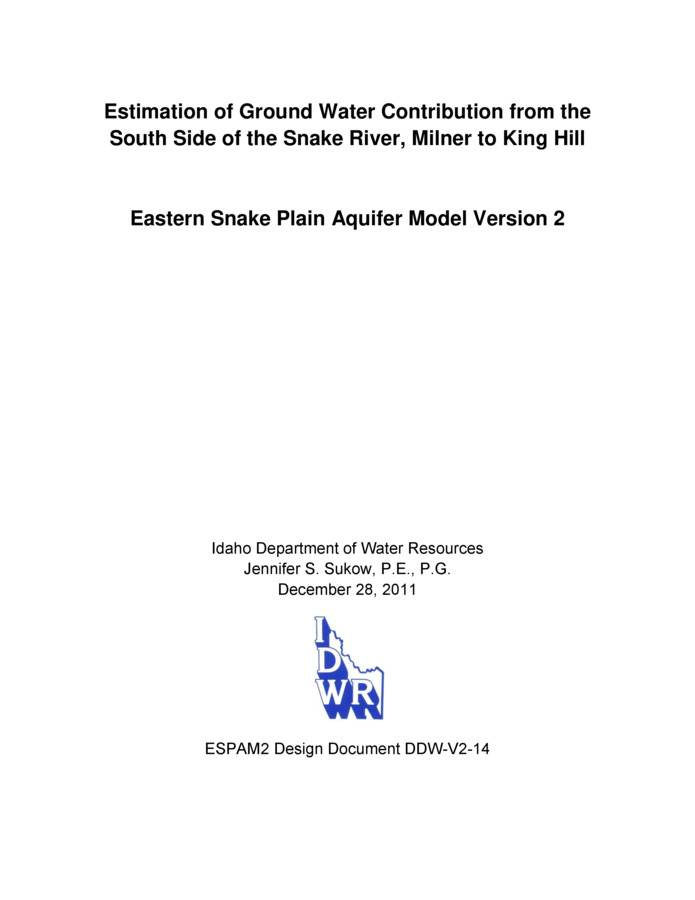 This report is a Design Document for the calibration of the Eastern Snake Plain Aquifer Model Version 2 (ESPAM 2). Its goals are similar to the goals of Design Documents for ESPAM 1.1: To provide full transparency of modeling data, decisions and calibration; and to seek input from representatives of various stakeholders so that the resulting product can be the best possible technical representation of the physical system (given constraints of time, funding and personnel). It is anticipated that for some topics, a single Design Document will serve these purposes prior to issuance of a final report. For other topics, a draft document will be followed by one or more revisions and a final "as-built" Design Document. Superseded Design Documents will be maintained in a "superseded" file folder on the project Website, and successive versions will be maintained in a "current" folder. This will provide additional documentation of project history and the development of ideas.