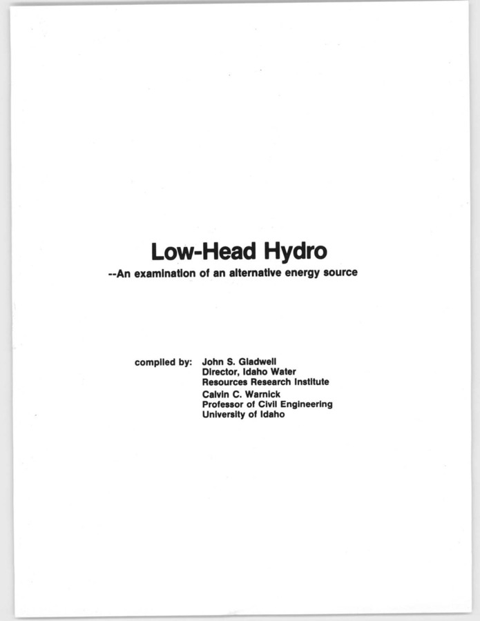 This is an article arguing in favor of low-head hydroelectric power development in Idaho
