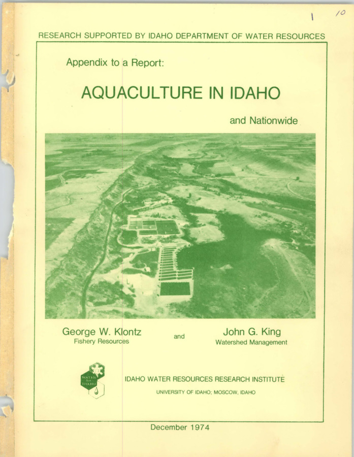 This supplement to the Report on Aquaculture in the United States with Particular Reference to Idaho contains a list of the commercial food fish farms in Idaho. Together with the list is an aerial photograph of each, a description of the water quality and quantity used by each, and a diagramatic outline of each facility to illustrate the water flow pattern. Finally, the questionnaires used during the 1973 and 1974 surveys are included to illustrate the types of data gathered.