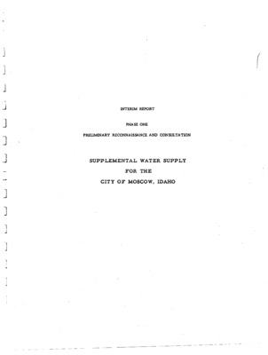 This Interim Report constitutes the Memorandum Statement. It contains conclusions derived from the reconnaissance trip and review of reports and data made-available to us. We have recommended some further exploratory work on the groundwater resources and securing additional maps and data to assist in analyzing the alternative surface water sources. We have also presented our recommendations for Phase Two study which calls for an evaluation of alternative programs involving field exploration of sources of supplementary water supply.