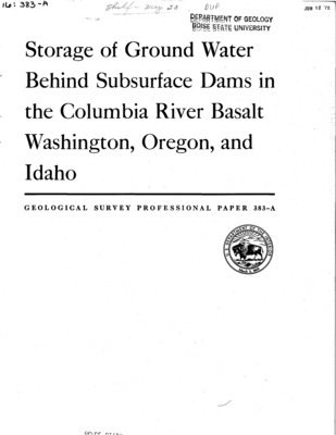 The Columbia River basalt, a thick sequence of accordantly layered lava flows, forms the bedrock beneath about 50,000 square miles in Washington, Oregon, and Idaho. The rubbly rock at the top and bottom of some of the flows is permeable and transmits water laterally between the flows. Where the strata are displaced vertically by faults, barriers to movement of the water are common. Where these barriers are transverse to the dip of the basalt layers, groundwater reservoirs are formed. Many such reservoirs are present in mountainous areas or on the flanks of mountain uplands, and their water has been little used to date. Properly designed and constructed test wells are suggested as a means of determining the feasibility of withdrawing water from these reservoirs during the growing season and allowing the reservoirs to refill during the winter and spring. Benefits from such a practice may be especially great in stream valleys where water is needed in the late summer.