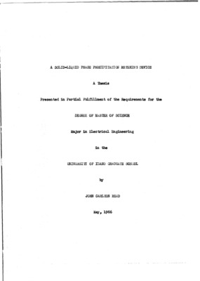 A need for a precipitation metering device capable of discriminating between solid and liquid phases of precipitation initiated this research project.  A literature search revealed no existing instrument capable of performing this function; however, references were found to certain schemes which, with modifications, could possibly be adapted as a solution to this problem.  An optical scheme was selected for further research because this type of system requires no mechanical motion, thus avoiding icing problems likely to be encountered in the operational environment, and because luminous radiation and electricity are energy forms which are easily transducible from one form to the other.  A photosensitive device was used to determine the relative light attenuant and reflective effects of the precipitation particle types.  With certain geometric restrictions it was found that the reflective properties of snow are of a sufficient degree of magnitude greater than those of rain to enable the development of a system sensitive to the presence of snow and not rain. Optical attenuant characteristics of the snow and rain particles were found to be similar in degree of magnitude of photosensitive device response.  A prototype system employing both reflective and attenuant effects of the particles was developed and shown to be capable of detection and identification of both precipitation phases.  This system is recommended as a solution to this problem.