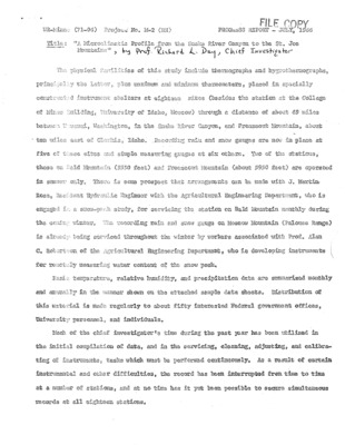 Document consists of miscellaneous reports pertaining to Project A-010-IDA, aka A-012-IDA, Project no. M-2 (HH). Progress Report July 1966, Research Completion Technical Report, July 1965 to July 1968; expenditures reports; quarterly reports; data charts; Report on progress and findings during fiscal year 1966-67; College of Mines.