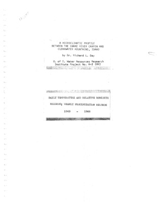 This document contains data charts and records for temperature, relative humidity and precipitation for various locations in Idaho and Washington, 1963 - 1968.