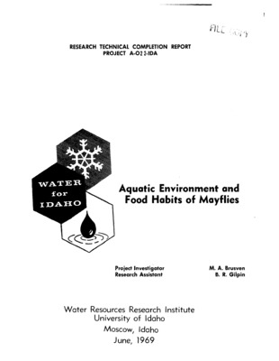 The food  habits and ecology were studied for 31 species of mayfly nymphs from the St. Maries River in Idaho, during 1967 and 1968. Mayfly nymphs were basically herbivores, feeding on variable amounts of detritus, diatoms and filamentous algae; insects were occasionally consumed. The feeding habits depended largely on the microhabitat of the nymph, e.g. riffle species generally fed more on filamentous algae and diatoms while pool-inhabiting nymphs fed largely on detritus. Different age classes of nymphs usually fed on the same relative composition of food. Nymphs of many mayfly species demonstrated similar microhabitat affinities, although the macrohabitats were often dissimilar. Bottom type and current speed were important factors limiting mayfly distribution. A dendrogram was used to correlate station similarities biotically; several diverse habitats supported the same species.