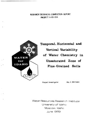 A method was developed for extracting water samples from unsaturated soils under low moisture content and concomitant high tension.  A sample collection cell was constructed by enclosing a hydrophilic, cross-linked, dextran xerogel in seamless dialyzer tubing with opening diameters of 48 angstroms.  When the cell is placed in contact with a soil, water and its dissolved ions move through the membrane and into the hydrophilic substance.  Because the ion exchange capacity of the xerogel is negligible, the water and ions can be replaced by distilled, deionized water and the effluent analyzed.  However, chemical analysis of the effluent has revealed that results are not reproducible and that unreasonably high concentrations of some ions often result.  Combination trace and infiltration tests have demonstrated that water moves through the loess soils of northern Idaho via discontinuities as well as through intergranual pore spaces.  Whether the discontinuities are operative in the infiltration process depends on the surface condition and on the application rate.  These must permit a saturated layer to form above the discontinuities before they can begin to conduct water preferentially.