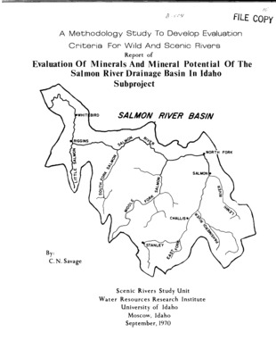 The plan for the methodology study is to divide the research work into a series of subprojects, each covering an important economic activity related to the river. These sub projects consist of fourteen resource and service functions: 1. Forest and range resources 2. Minerals 3. Outdoor recreation 4. Commercial fisheries  5. Irrigation 6. Water for municipal and industrial use 7. Water quality control 8. Hydroelectric power 9. Flood control 10. Navigation 11. Transportation and access 12. Anthropology 13. History 14. Agriculture Each of these fourteen resource and service functions will be examined on an individual basis at their present level of development and at projected levels of development.