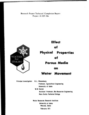 This project was initiated to attempt to define relationships between the permeability of unconsolidated porous materials and physical properties of the porous material such as porosity, orientation of particles and the particles size. The work was divided into three specific objectives -- each of which was the subject of a graduate thesis. The experimental work was conducted on campus, while the extensive computer runs were done at the University of Idaho, Washington State University, and Nova Scotia Technical College, Halifax, Nova Scotia. The objectives of this project were: (1) to investigate theoretically and experimentally the flow of fluid around various arrays of cylindrical and spherical particles. (2) To related, theoretically and experimentally, the coefficient of permeability for unconsolidated porous media to the particle size and porosity of the media. (3) To determine, theoretically and experimentally, a capillary pressure saturation relationship for an arrangement of spherical particles.
