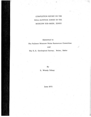The report summarizes the well locations and static water level elevations in wells in the Moscow sub-basin.