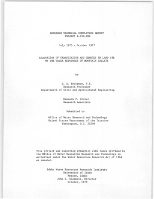 The impact of projected changes in land use on the aquifer and stream systems of the Big Wood River-Silver Creek area in southern Idaho was evaluated using a finite difference model of the groundwater system. Water budget components were measured for the 1975-76 irrigation season on the 30,000 acre area for calibration of the model. Both water table and confined aquifers were simulated. Simulated groundwater levels and spring flows were determined for several projected changes in land use including canal lining programs, subdivision development, conversion to sprinkler irrigation, groundwater development and for irrigation and artificial recharge. Severe decreases of up to 38 percent in the discharge of Silver Creek, a productive spring fed trout stream, were projected. Groundwater levels in the water table and artesian aquifers could decline up to 16 feet. The most severe impacts will result from conversion of present flood end furrow irrigated land to sprinkler irrigation with attendant decrease in aquifer recharge. The 1977 drought, during which irrigation diversions were only 28% of the 1975 diversions, was simulated and compared with measured data. Reasonable comparisons of simulated and measured groundwater levels and spring flows supports the validity of the model as a planning tool.