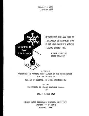 Methodology for analysis of irrigation development that might have occurred without federal expenditure. Project C-6276
