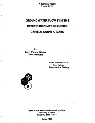 It is concluded from this study that the platy siltstone and black limestone members of the Thaynes Formation, the upper and lower members of the Dinwoody Formation and the Wells Formation all have sufficient hydraulic conductivity to allow these formations to support groundwater flow systems. The Rex Chert Member of the Phosphoria Formation also has the potential to support aground water flow system but it does not exhibit a uniform hydraulic conductivity through out the area. It may or may not support such a flow system. Neither the cherty shale nor the Meade Peak Phosphatic Shale Members of the Phosphoria Formation exhibit sufficient hydraulic conductivity to permit the existence of a significant groundwater flow system. The groundwater flow system characteristics of the phosphate sequence are consistent throughout the study area except for the Rex Chert Member of the Phosphoria Formation