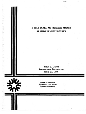 The hydrologic characteristics of Crumarine Creek watershed were observed. Crumarine Creek watershed (1570 acres) is located approximately eight miles northeast of Moscow, Idaho. The watershed is mostly forested with a small amount of winter wheat grown near the outlet. The objectives of this thesis were to determine the amount and monthly pattern of deep percolation within the watershed by use of a monthly water balance equation and to analyze hydrologic responses of the watershed to rainfall and snowmelt. The hydrologic responses were analyzed by separating hydrographs into direct runoff and baseflow. HEC-1, the Army Corps of Engineers' (1981) flood hydrograph model, was also applied to the watershed to examine the disposition of excess precipitation. An annual deep percolation value of 7.5 inches was found to occur on Crumarine Creek watershed based on data from the 1969 to 1973 water years. The hydrologic analysis indicated that the amount of baseflow increased during spring snowmelt events, comprising 80 percent or more of the total runoff during these events.