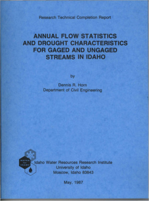 This study addresses the problem of drought risk assessment for streams within the State of Idaho. As both the demand and competition for surface water supplies continue to increase, it is essential that a rational planning basis be established to quantitatively estimate the expected duration and severity of low stream flow periods, especially for extended, multi year droughts. While hydrologists and engineers involved in the planning of surface water projects have long recognized the need to deal with this hydrologic uncertainty, most of the attempts to date have relied on the use of observed historical critical drought periods. However, since these periods vary from one location to another within the state, their true probabilities of recurrence have not been adequately defined. Moreover, for ungaged streams, or for locations with a limited period of gaged data, the problem of assessing drought probabilities has remained almost totally unresolved. Submitted to the U.S. Geological Survey.