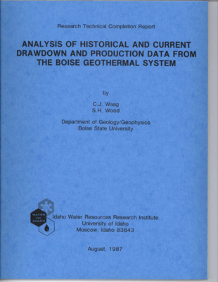 Since 1982 withdrawals from the Boise geothermal aquifer system have increased from less than 300 million to over 600 million gals/yr. Prior to 1983 the system appears to have been in or near equilibrium. Current production levels exceed the ability of the system to recover on an annual basis. Potentiometric levels within the aquifer are declining at increasing rates and a new equilibrium level is not evident. Submitted to the U.S. Geological Survey.