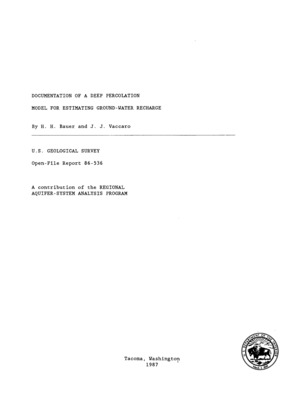 A deep percolation model, which operates on a daily basis, has been developed to estimate long-term average groundwater recharge from precipitation. It has been designed primarily to simulate recharge in large areas with variable weather, soils, and land uses, but it can also be used at any scale. This report documents the physical and mathematical concepts of the deep percolation model, describes its subroutines and data requirements, and describes the input data sequence and formats. The physical processes simulated are soil-moisture accumulation, evaporation from bare soil, plant transpiration, surface-water runoff, snow accumulation and melt, and accumulation and evaporation of intercepted precipitation. The minimum data sets for the operation of the model are daily values of precipitation and maximum and minimum air temperature, soil thickness and available water capacity, soil texture, and land-use. Long-term average annual precipitation, actual daily stream-discharge, monthly estimates of base flow, Soil Conservation Service surface-runoff curve numbers, land-surface altitude-slope aspect, and temperature lapse rates are optional. The program is written in FORTRAN 77 language with no enhancements and should be run on most computer systems without modifications. Documentation has been prepared so that program modifications may be made for inclusions of additional physical processes or deletion of ones not considered important.
