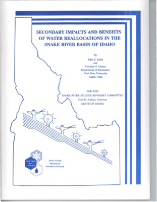 The Swan Falls agreement recently resolved a long-standing water rights issue in the State of Idaho, and Congress recently approved the agreement. As part of that agreement, Idaho  Power Company subordinated some of its water rights, and, as a result, new water supplies have become available for other uses. The State is now charged with the task of estimating the potential benefits which would accrue to other uses, particularly new irrigation. Three studies of potential new uses and reallocations were contracted by the State; these studies included a guide to benefit estimation, a study of water markets, and an examination of economic impacts. The objectives of this study were to estimate the economic impacts and multipliers for the State, with particular reference to the involved sectors, and to discuss the use of impacts and impact analysis in the estimation of benefits of the new water supply to the region and the State. Economic impacts can be estimated using several techniques, including econometric models, simulation models, and input-output analysis; this study utilized input-output approaches. Submitted to the Snake River Studies Advisory Committee, Office of the Governor, State of Idaho.